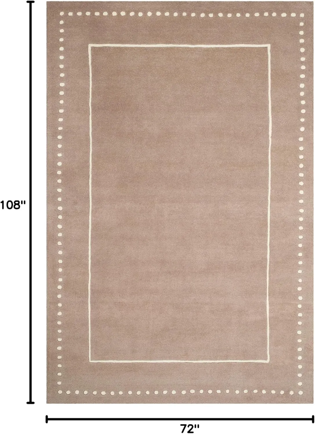 SAFAVIEH Bella Collection 6' x 9' Beige/Ivory BEL151J Handmade Dotted Border Premium Wool Area Rug