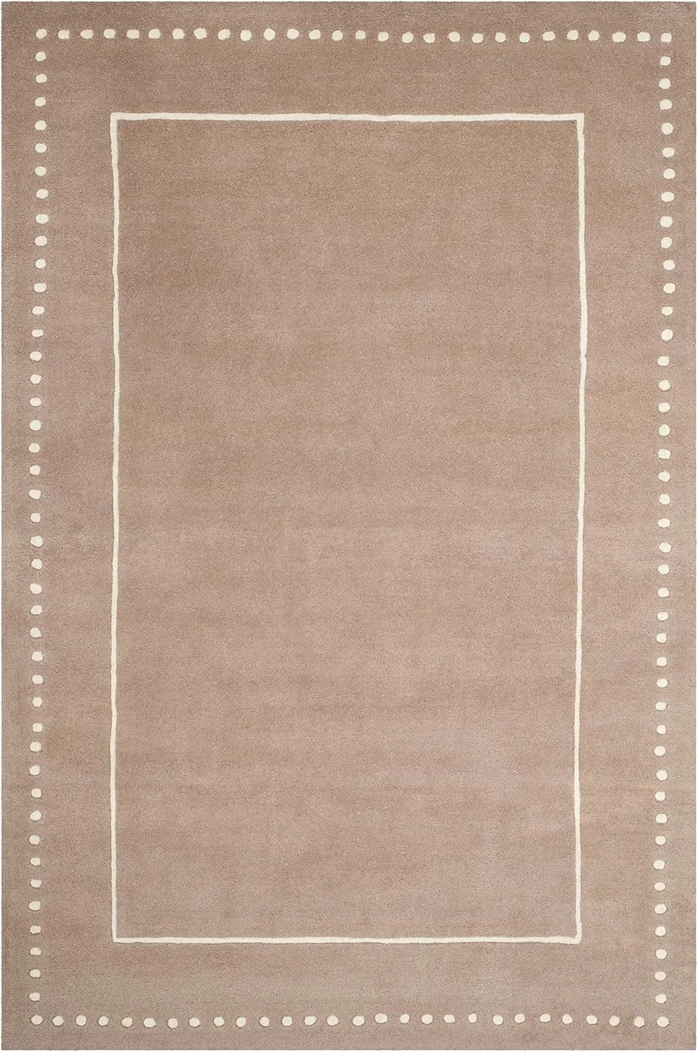 SAFAVIEH Bella Collection 6' x 9' Beige/Ivory BEL151J Handmade Dotted Border Premium Wool Area Rug