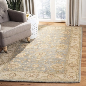 SAFAVIEH Antiquity Collection 2'3" x 4' Blue / Beige AT312A Handmade Traditional Oriental Premium Wool Accent Rug