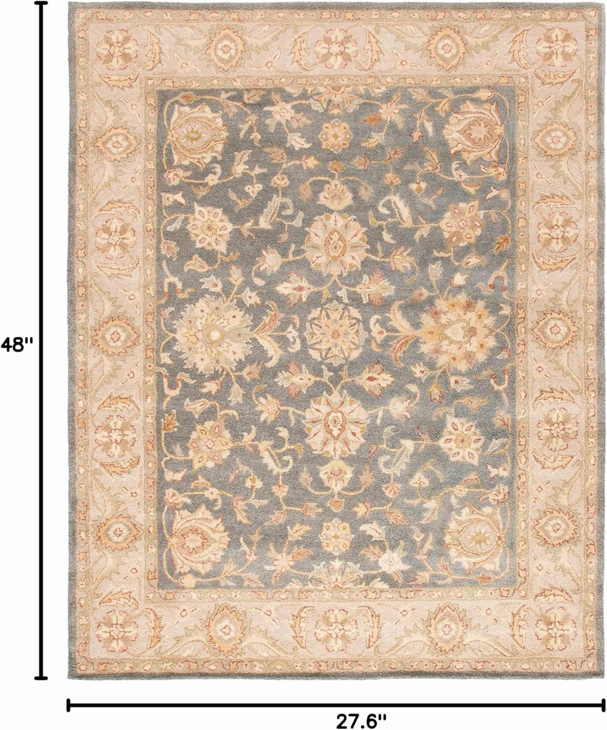 SAFAVIEH Antiquity Collection 2'3" x 4' Blue / Beige AT312A Handmade Traditional Oriental Premium Wool Accent Rug