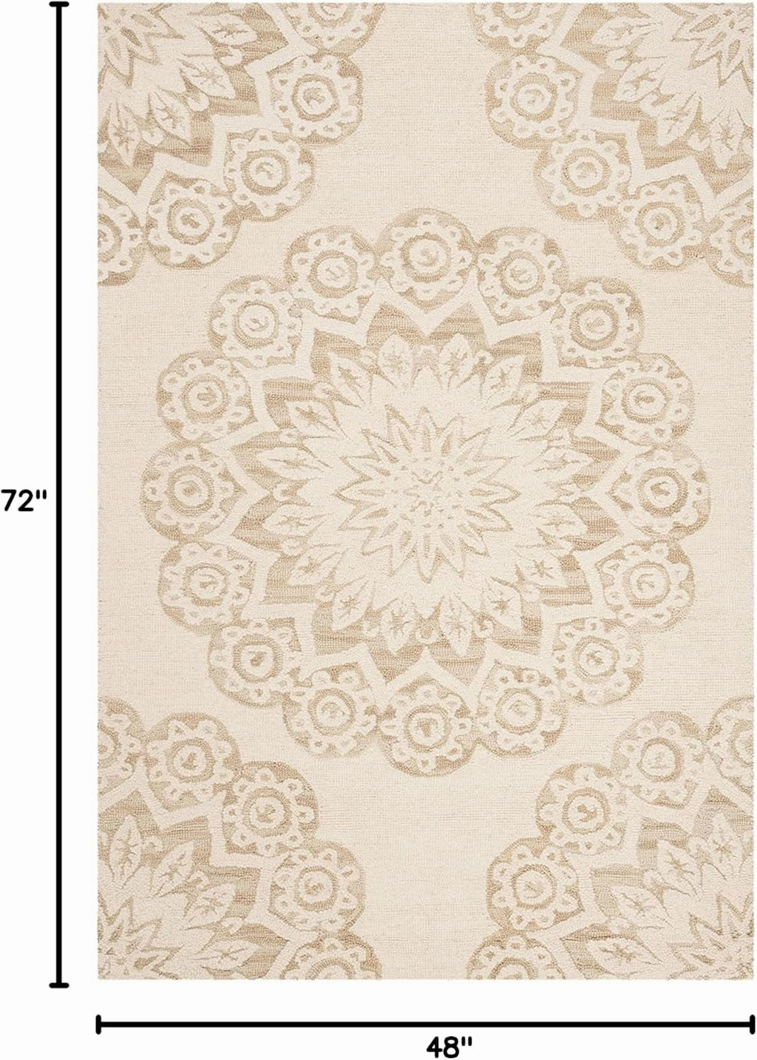 SAFAVIEH Blossom Collection 4' x 6' Ivory/Beige BLM108B Handmade Premium Wool Area Rug