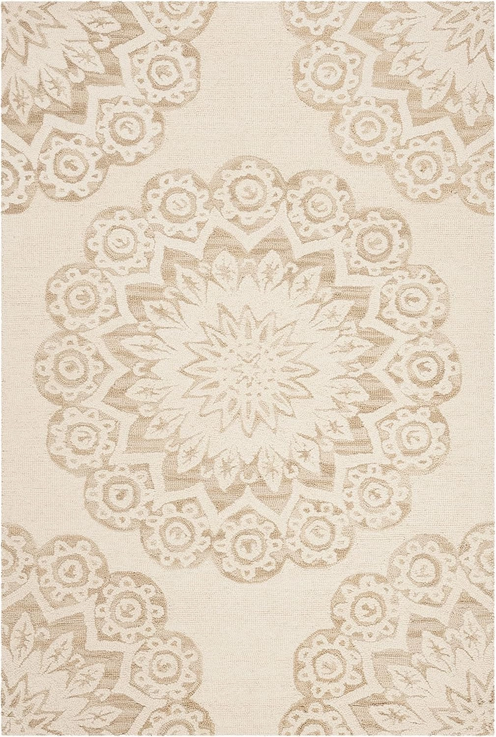 SAFAVIEH Blossom Collection 4' x 6' Ivory/Beige BLM108B Handmade Premium Wool Area Rug