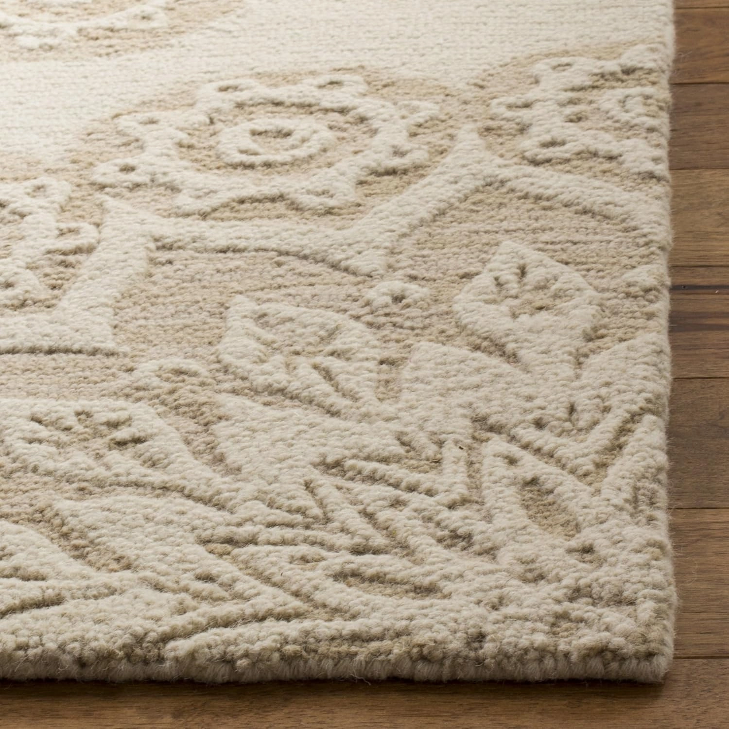 SAFAVIEH Blossom Collection 4' x 6' Ivory/Beige BLM108B Handmade Premium Wool Area Rug