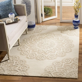 SAFAVIEH Blossom Collection 4' x 6' Ivory/Beige BLM108B Handmade Premium Wool Area Rug