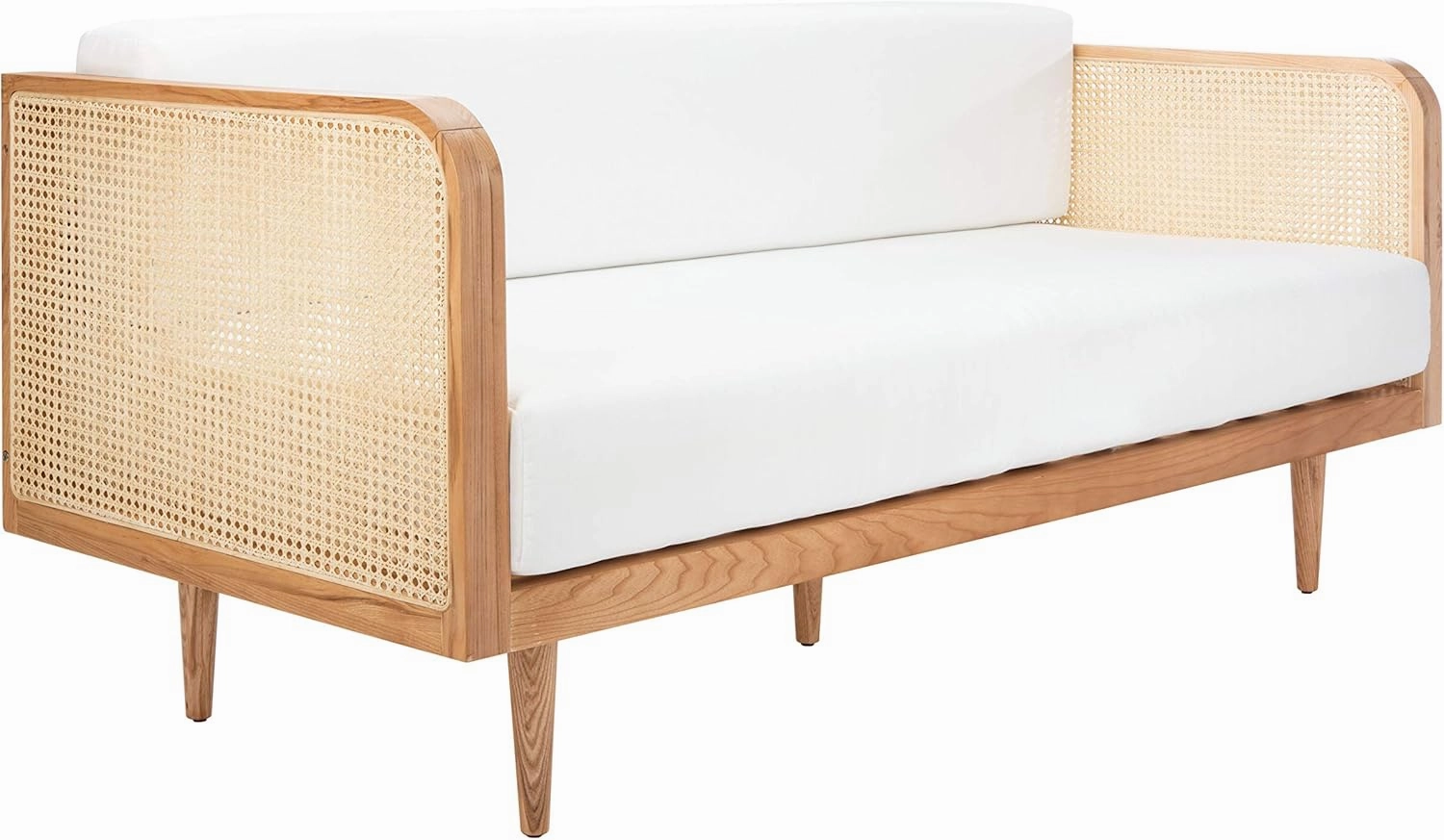 SAFAVIEH Couture Helena French Mid-Century Natural and Beige Rattan Daybed