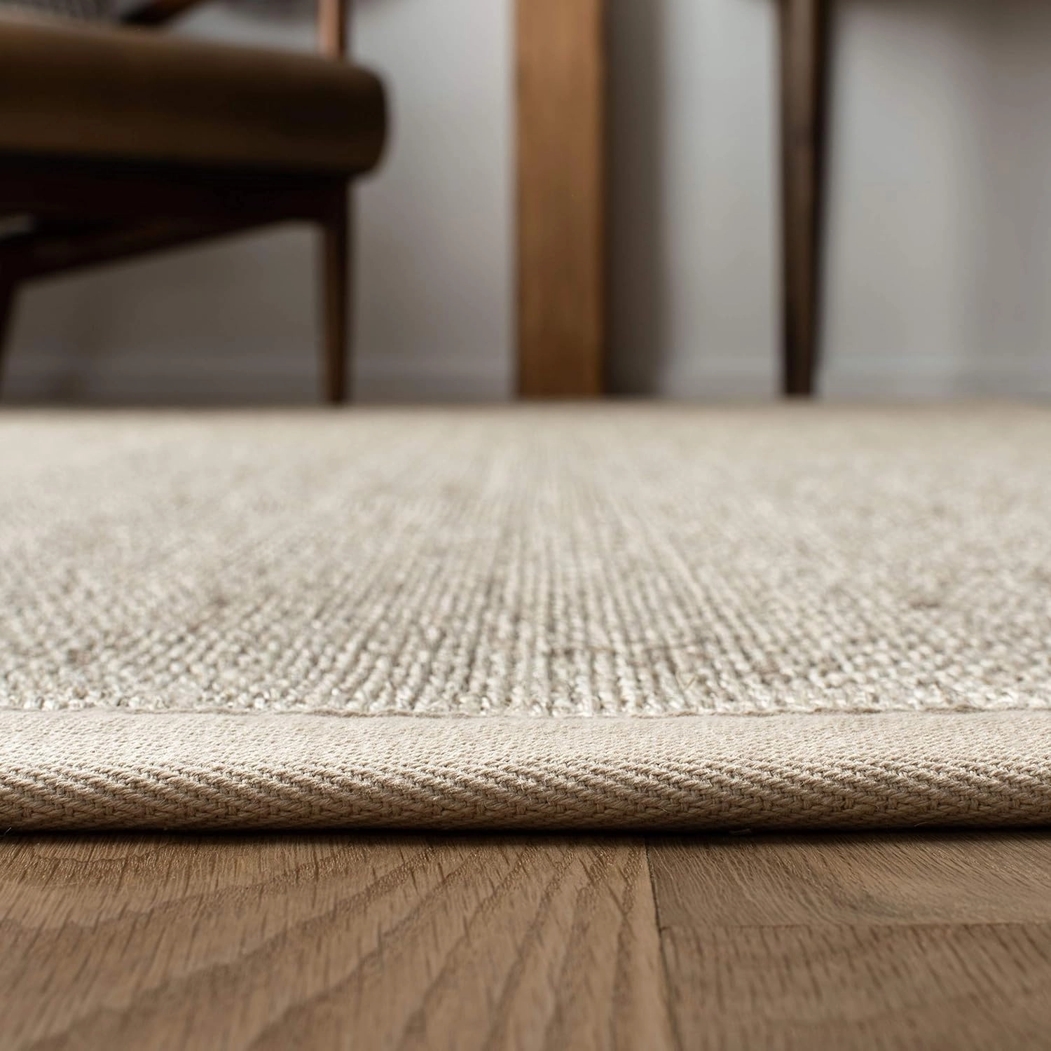 SAFAVIEH Natural Fiber Collection Area Rug - 8' Square, Marble & Beige, Border Sisal Design, Easy Care, Ideal for High Traffic Areas in Living Room, Bedroom (NF143C)