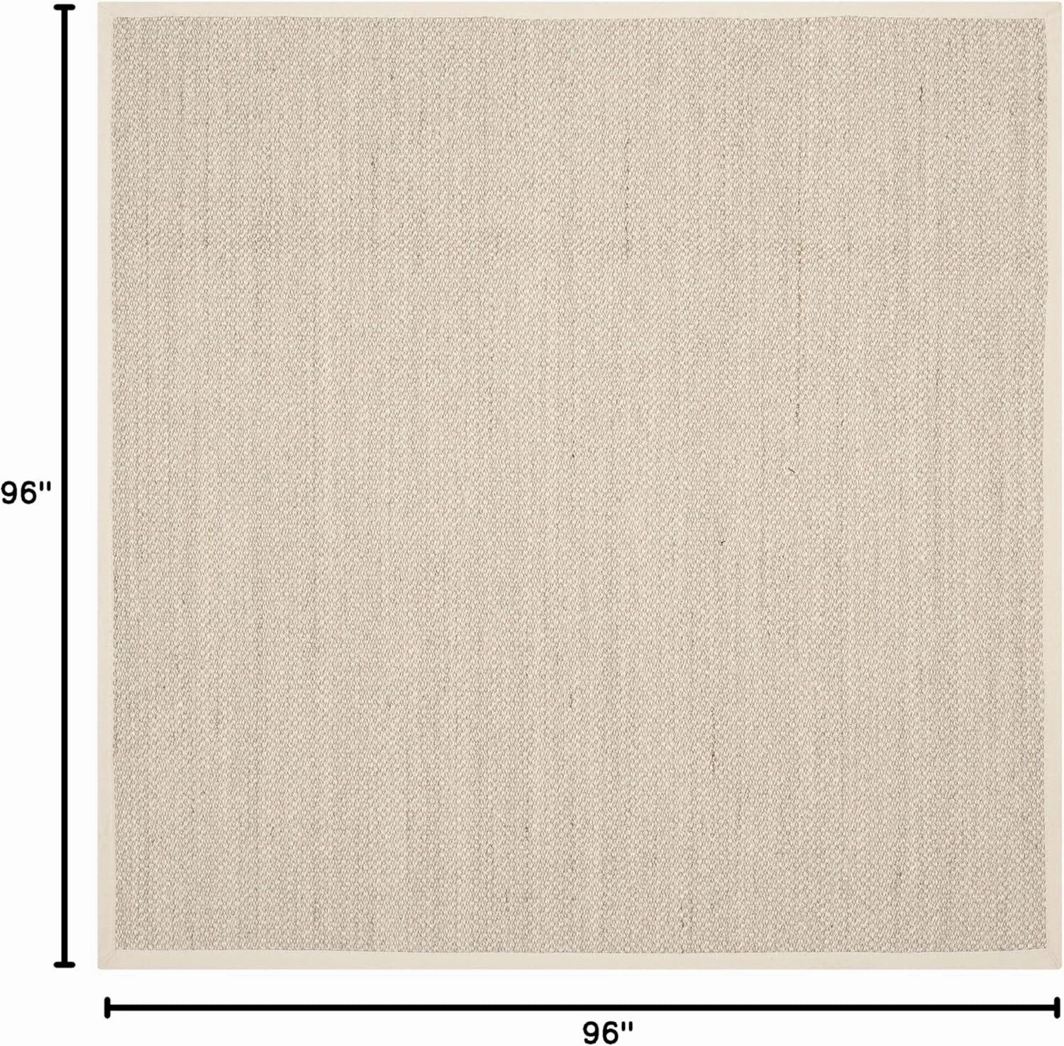 SAFAVIEH Natural Fiber Collection Area Rug - 8' Square, Marble & Beige, Border Sisal Design, Easy Care, Ideal for High Traffic Areas in Living Room, Bedroom (NF143C)