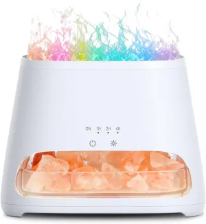 SALKING Colorful Flame Fire Diffuser Humidifier, Himalayan Salt Lamp, 7 Colors Changing Oil Diffuser, Ultra-Quiet Essential Oils Aromatherapy Diffusers for Large Room, Bedroom,150ml (White)