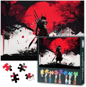Samurai 1000 Piece Jigsaw Puzzle - Red Sun and The Samurai Puzzle Lovers | Middle Ages 1000-Piece Puzzles with Vibrant Art Print | Advanced Difficulty Brain Teaser Game 27.5" x 19.6"