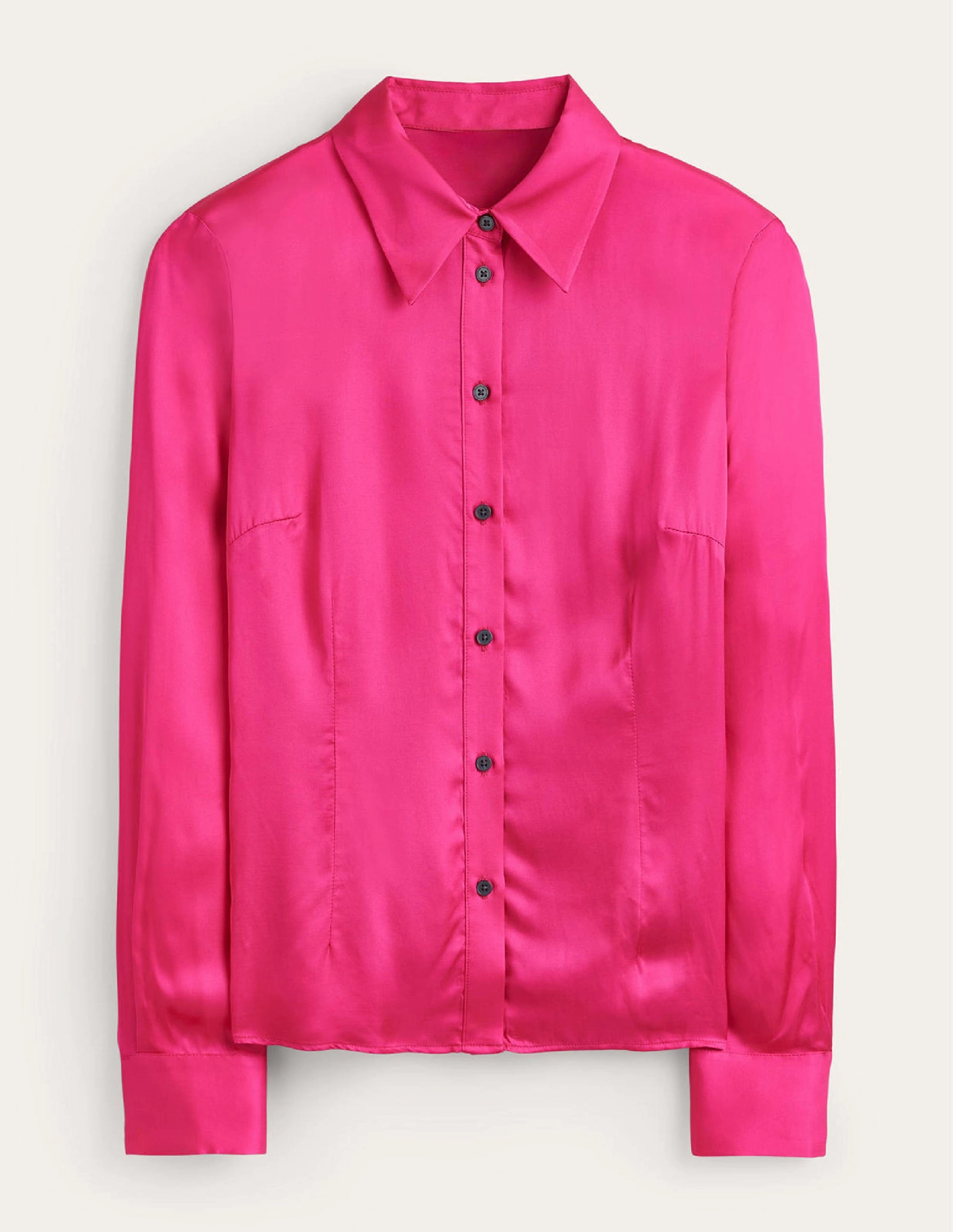 Saskia Satin Shirt-Vibrant Pink