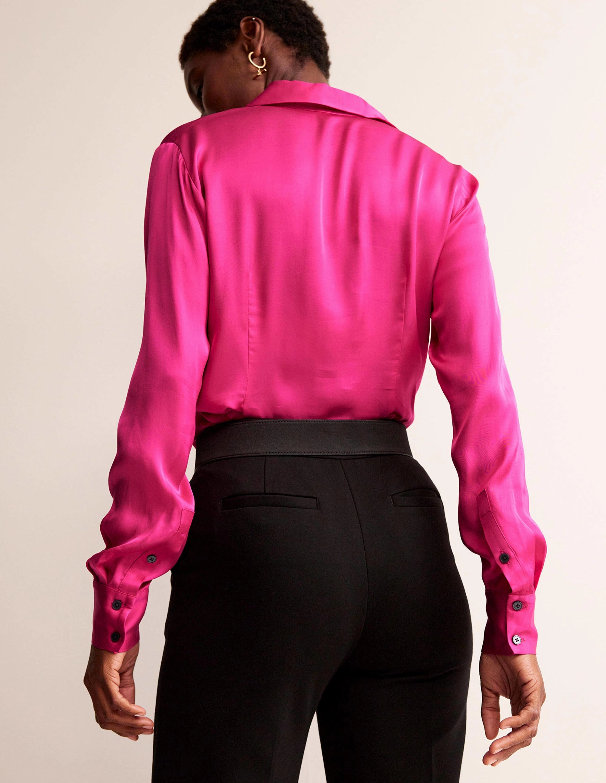 Saskia Satin Shirt-Vibrant Pink