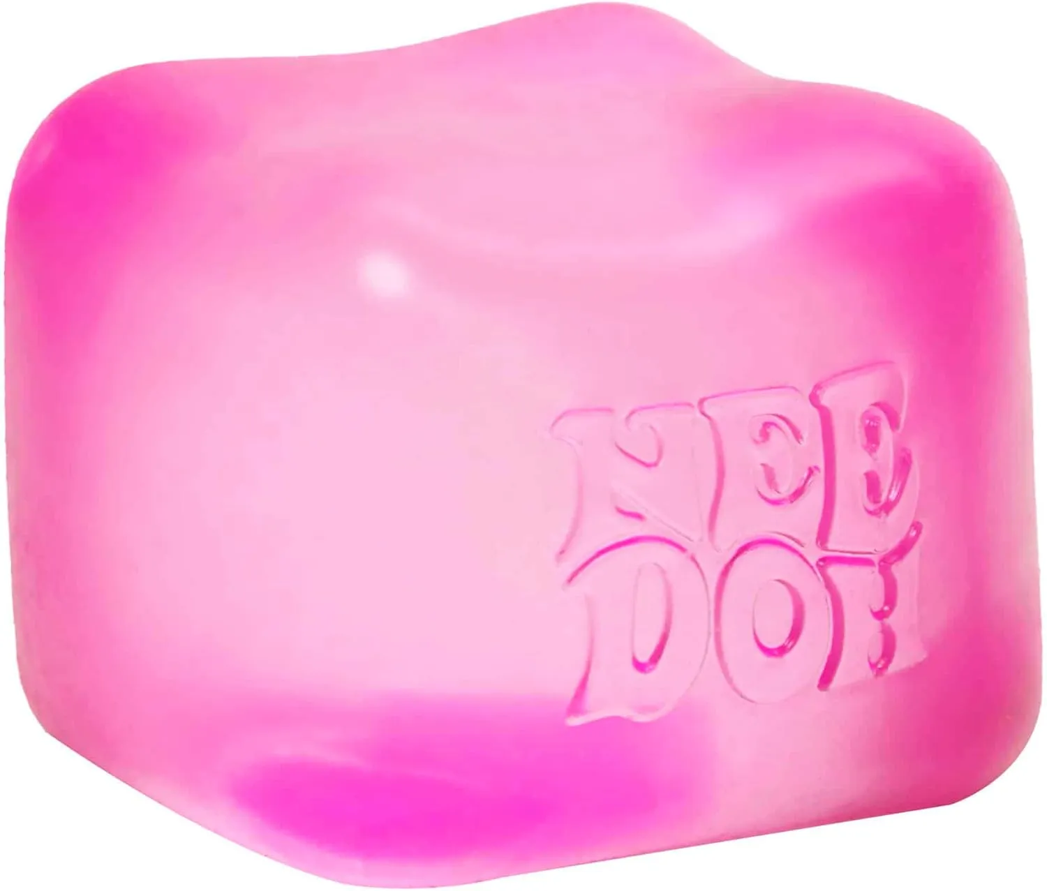 Schylling NeeDoh Nice Cube -Sensory Squeeze Toy with Super Solid Squish - 2.25" Cube - Pink