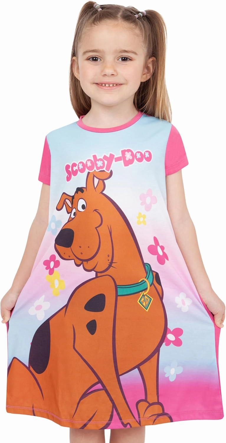 Scooby Doo Nightgown | Floral Girls Nightgowns | Scooby Sleepwear | Short Sleeve Girls' Nightgowns | Sizes 3T To 10