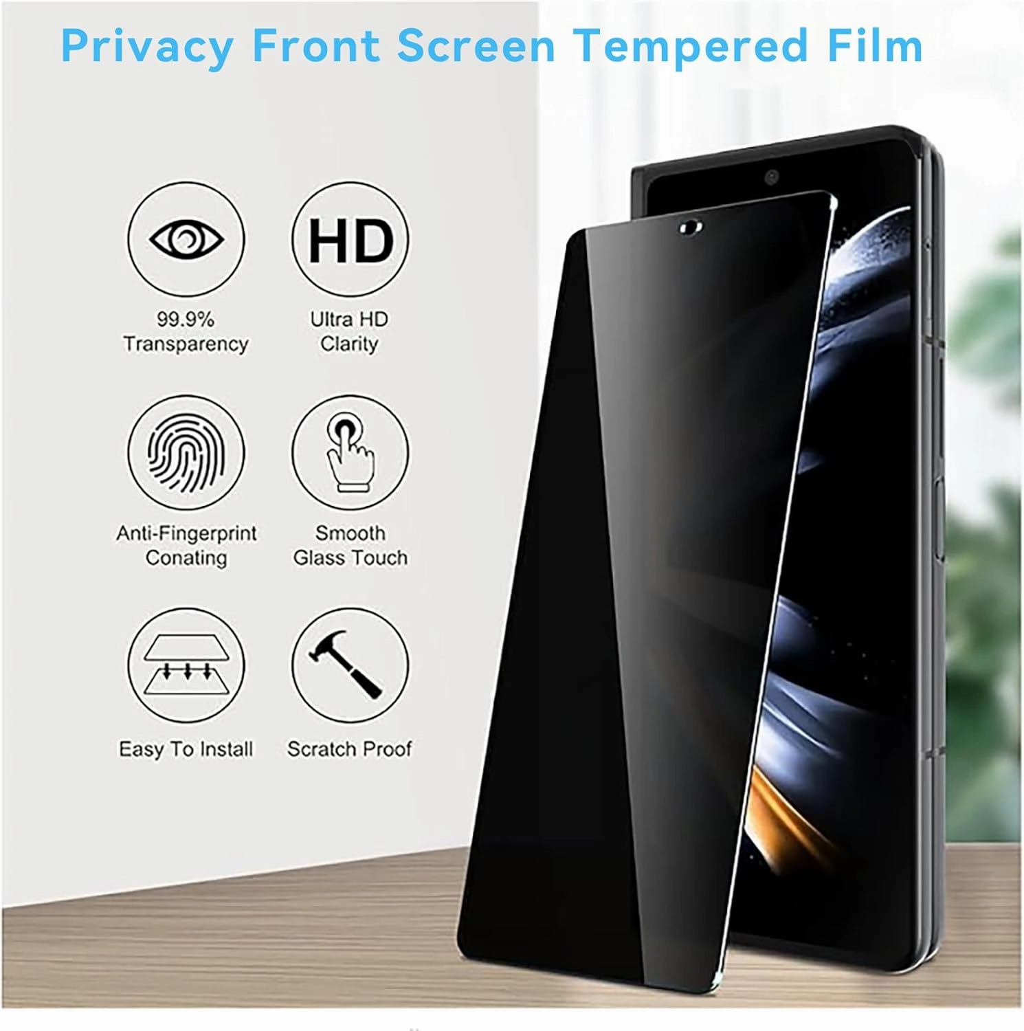 Screen Protector For Samsung Galaxy Z Fold 6 4 IN 1 [2 Pack Inside Flexible Film   2 Pack Privacy Front Tempered Glass] Anti Scratch, HD Clear, Bubble Free