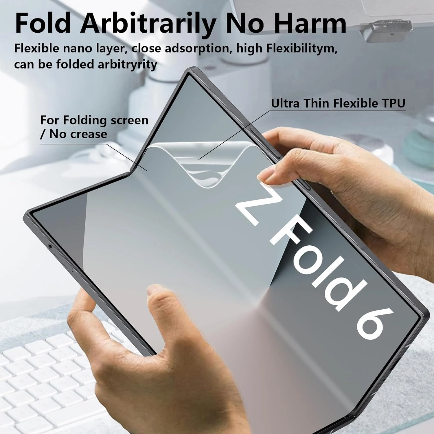 Screen Protector For Samsung Galaxy Z Fold 6 4 IN 1 [2 Pack Inside Flexible Film   2 Pack Privacy Front Tempered Glass] Anti Scratch, HD Clear, Bubble Free