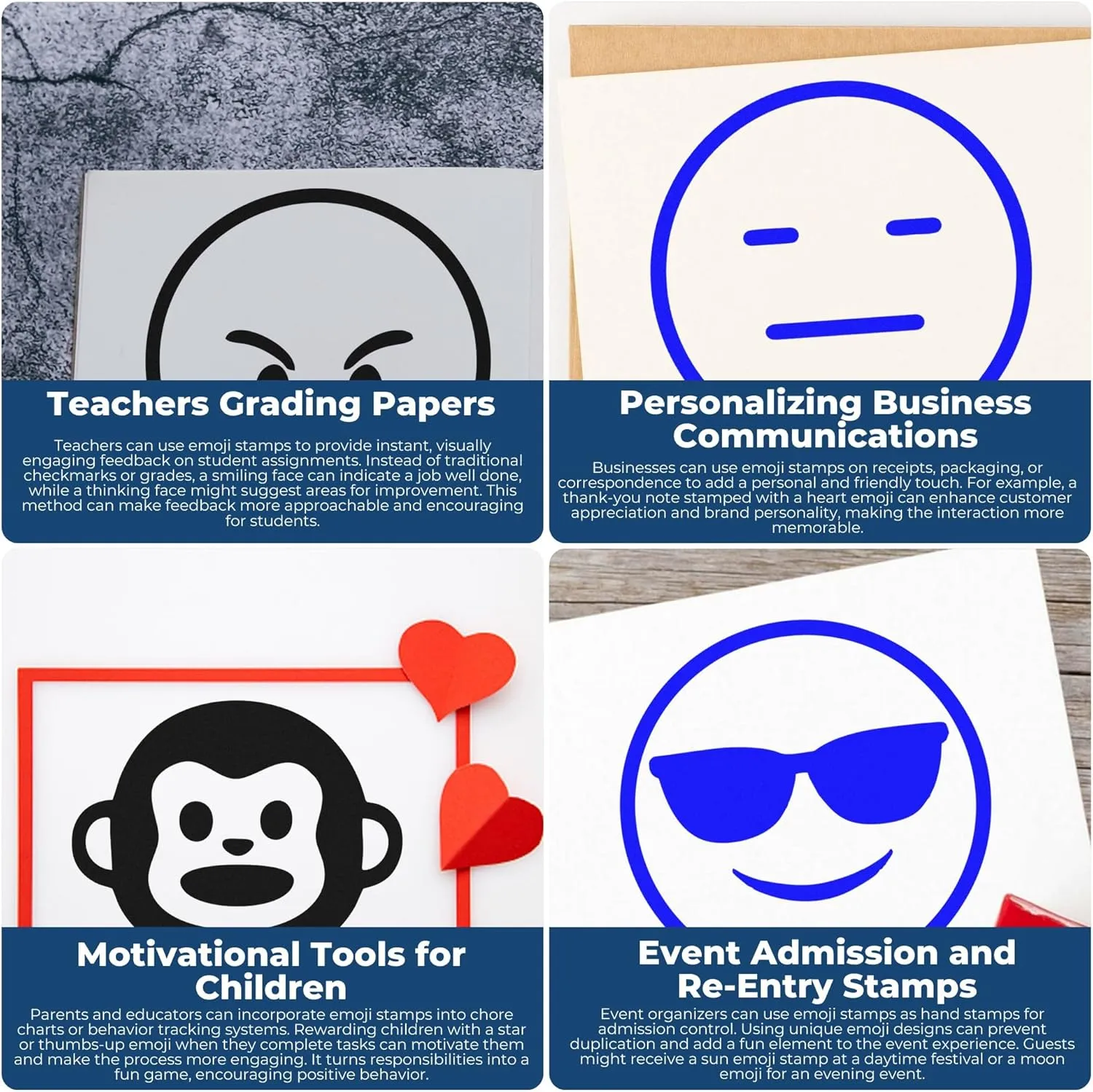 Self-Inking Zany Grin Emoji Stamp - Fun 1" Emoji Stamp for Kids, Personalized Gifts, Crafts, and Decorations - Ideal Self-Inking Stamp for Parents to Create Unique Projects