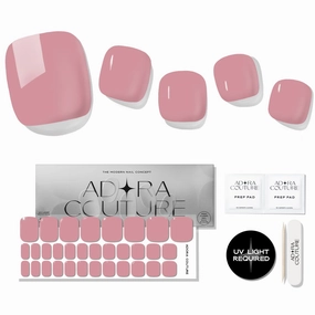 Semi Cured Gel Nail Strips Pedicure Stickers, 32 Pieces, Glossy Gel Nail Stickers for Toes, Salon Quality Nails at Home, UV Light Required, Mauve Rose P