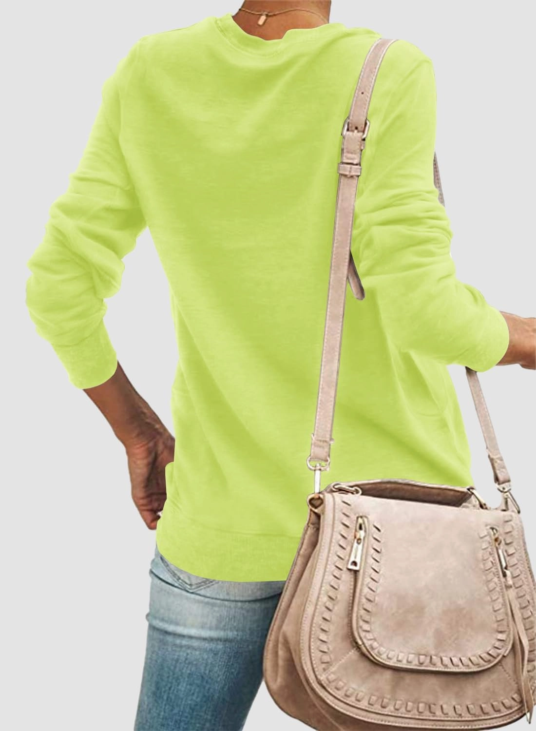 SENSERISE Womens Casual Crewneck Sweatshirt Long Sleeve Solid Color Shirt Soft Lightweight Loose Top