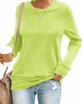 SENSERISE Womens Casual Crewneck Sweatshirt Long Sleeve Solid Color Shirt Soft Lightweight Loose Top