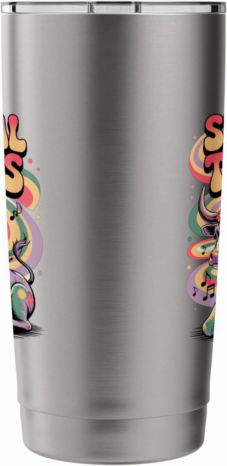 Sensual Taurus Zodiac Bull Retro Floral Illustration Stainless Steel Insulated Tumbler