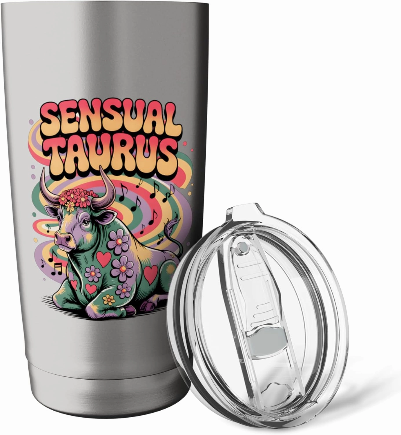 Sensual Taurus Zodiac Bull Retro Floral Illustration Stainless Steel Insulated Tumbler