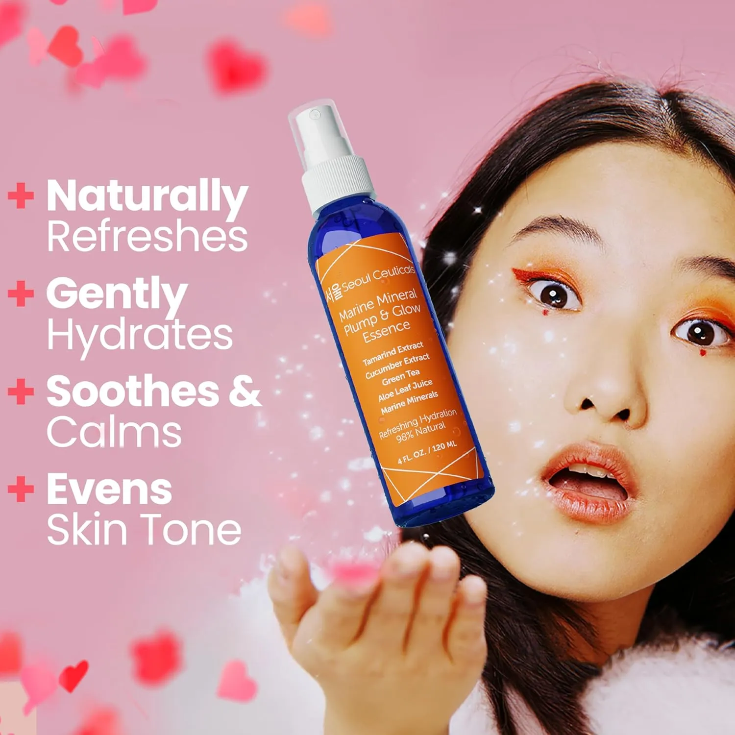 SeoulCeuticals Korean Skin Care Essence Toner - K Beauty Skincare Spray Mist For Face Contains Cucumber Extract and Marine Minerals   Organic Aloe - Get That Healthy Youthful Glow