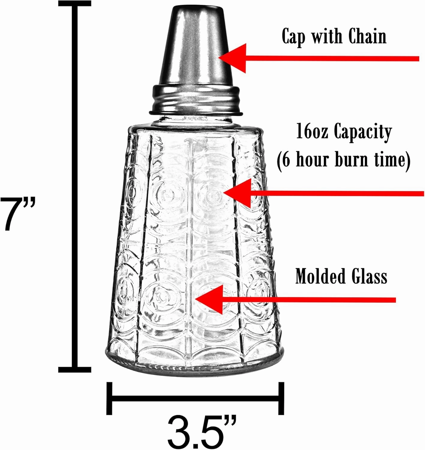 Seraphic Citronella Table Top Torches for Outdoor Patio, 16oz Decorative Glass Torch Citronella Candles for Outside Deck, Garden, Parties, Set of 3, Clear