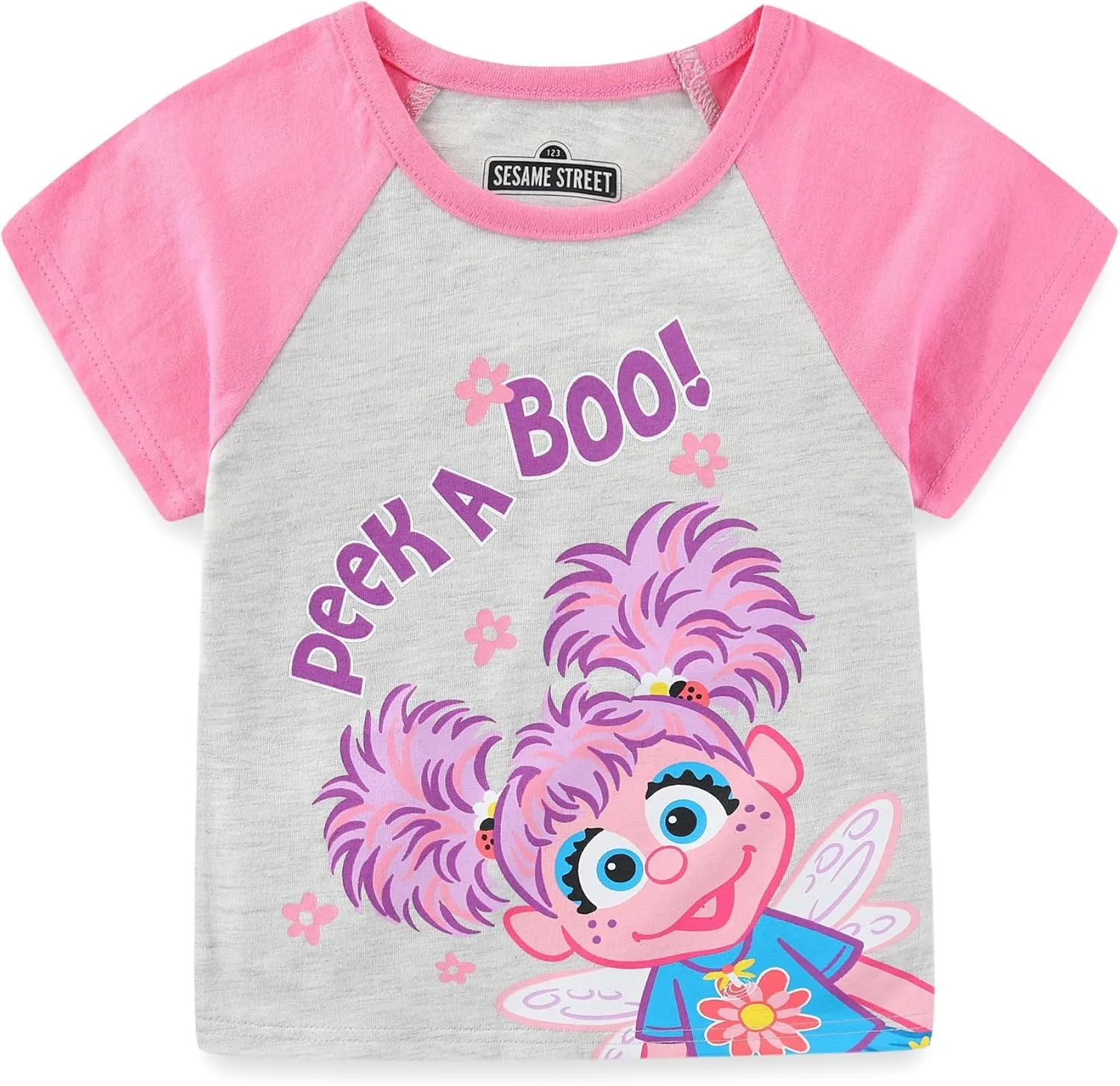 Sesame Street Abby Cadabby Girls Short Sleeve T-Shirt and French Terry Shorts for Infant, Toddler, and Big Kids