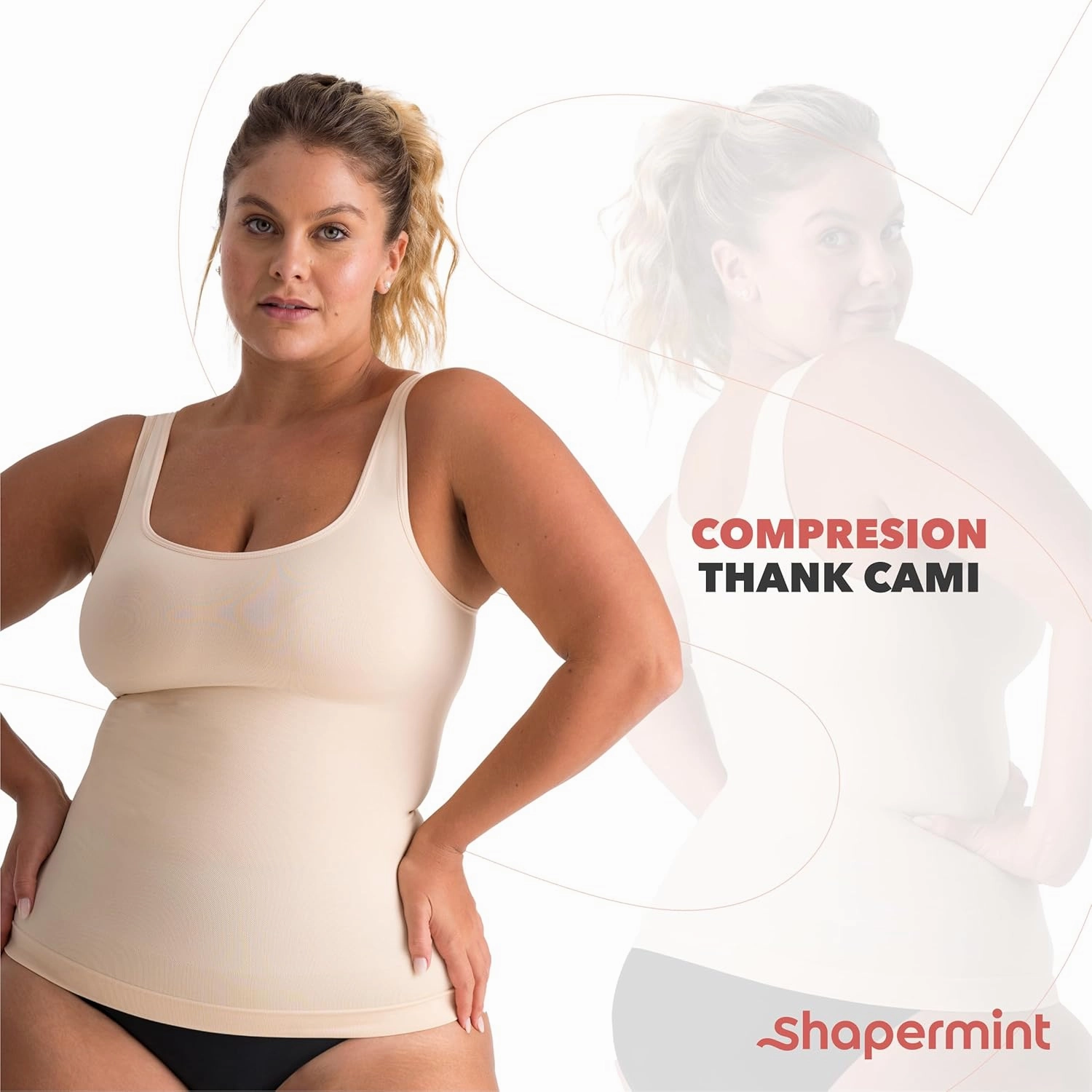SHAPERMINT Compression Tank Cami - Tummy and Waist Control Body Shapewear Camisole for Women