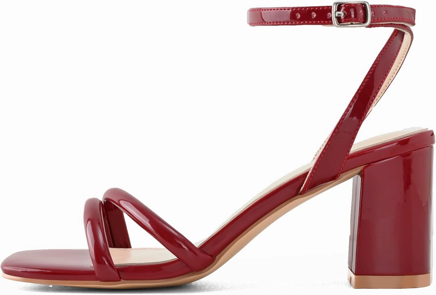 Shoe'N Tale Strappy Heels for Women Square Toe Chunky Block Heels Ankle Buckle Heeled Sandals