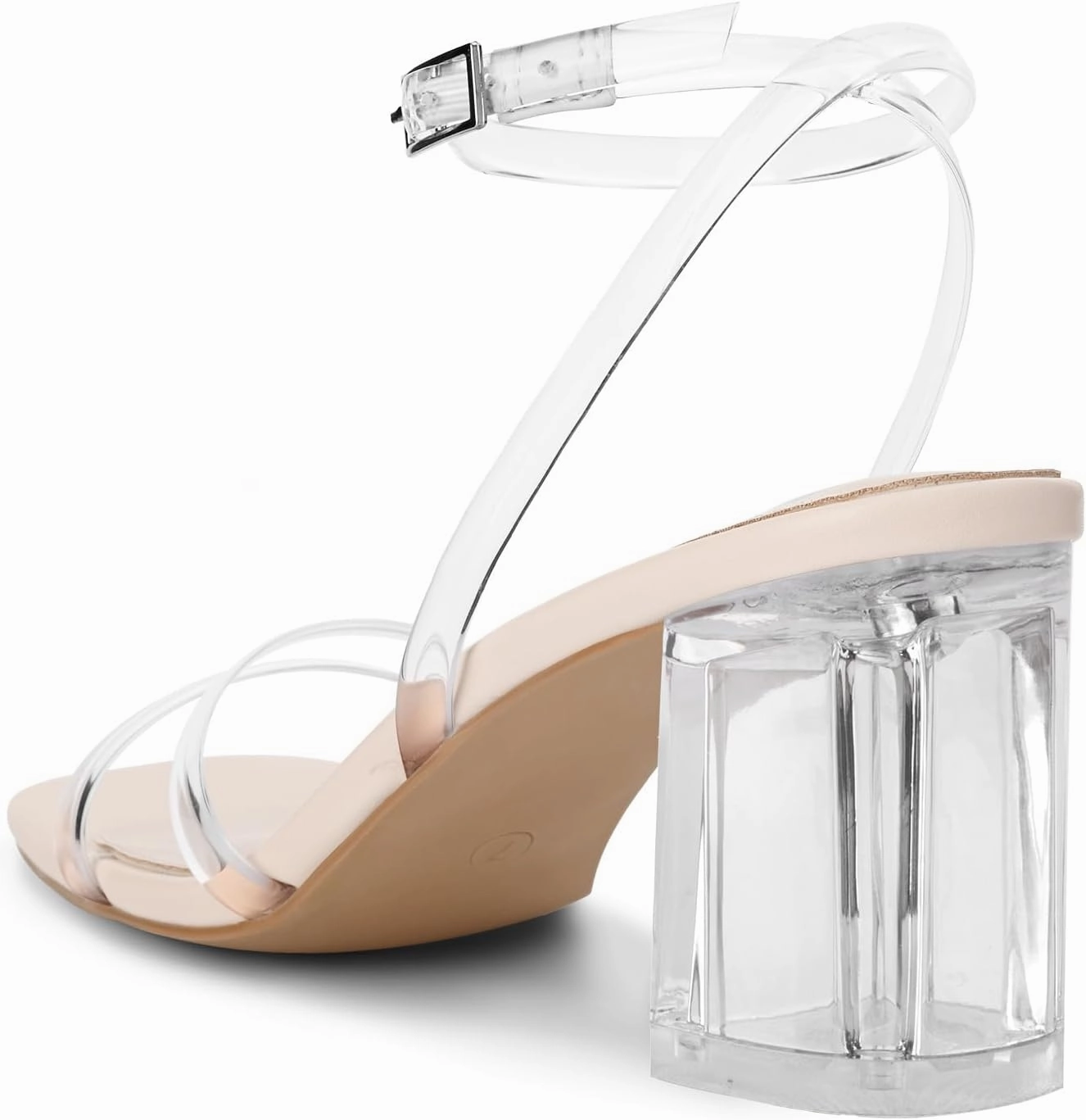 Shoe'N Tale Strappy Heels for Women Square Toe Chunky Block Heels Ankle Buckle Heeled Sandals