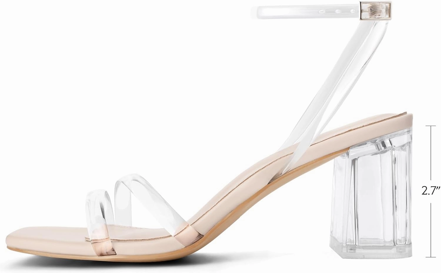 Shoe'N Tale Strappy Heels for Women Square Toe Chunky Block Heels Ankle Buckle Heeled Sandals