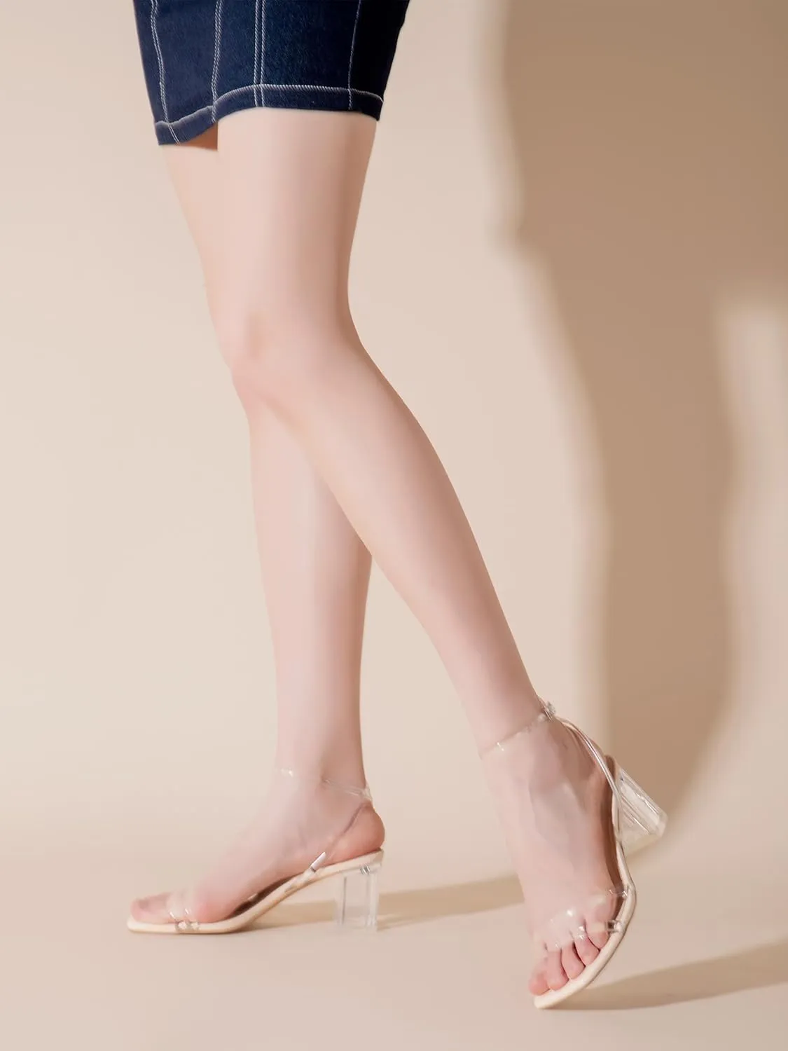 Shoe'N Tale Strappy Heels for Women Square Toe Chunky Block Heels Ankle Buckle Heeled Sandals