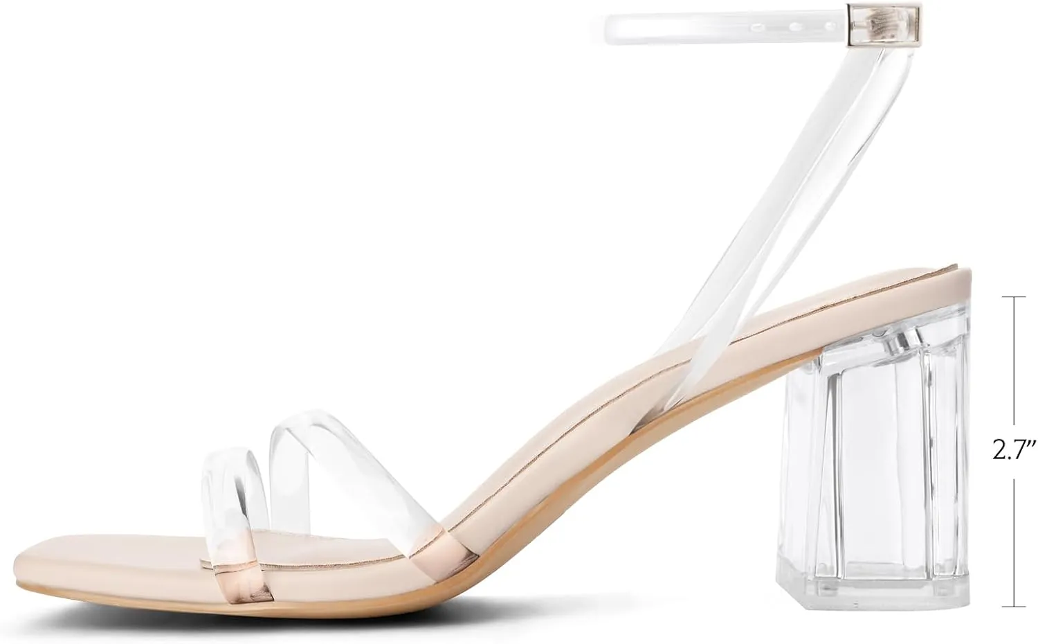 Shoe'N Tale Strappy Heels for Women Square Toe Chunky Block Heels Ankle Buckle Heeled Sandals