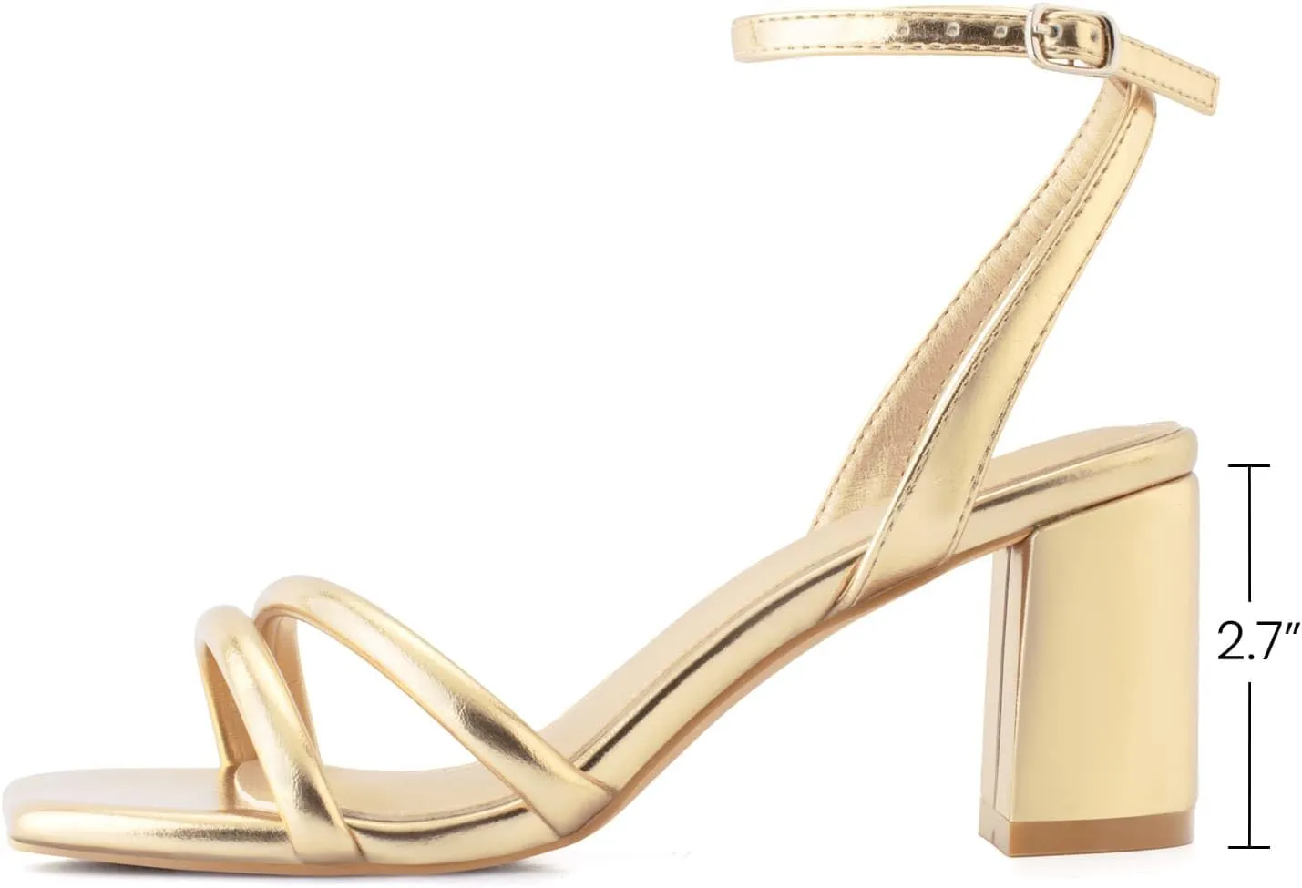 Shoe'N Tale Strappy Heels for Women Square Toe Chunky Block Heels Ankle Buckle Heeled Sandals
