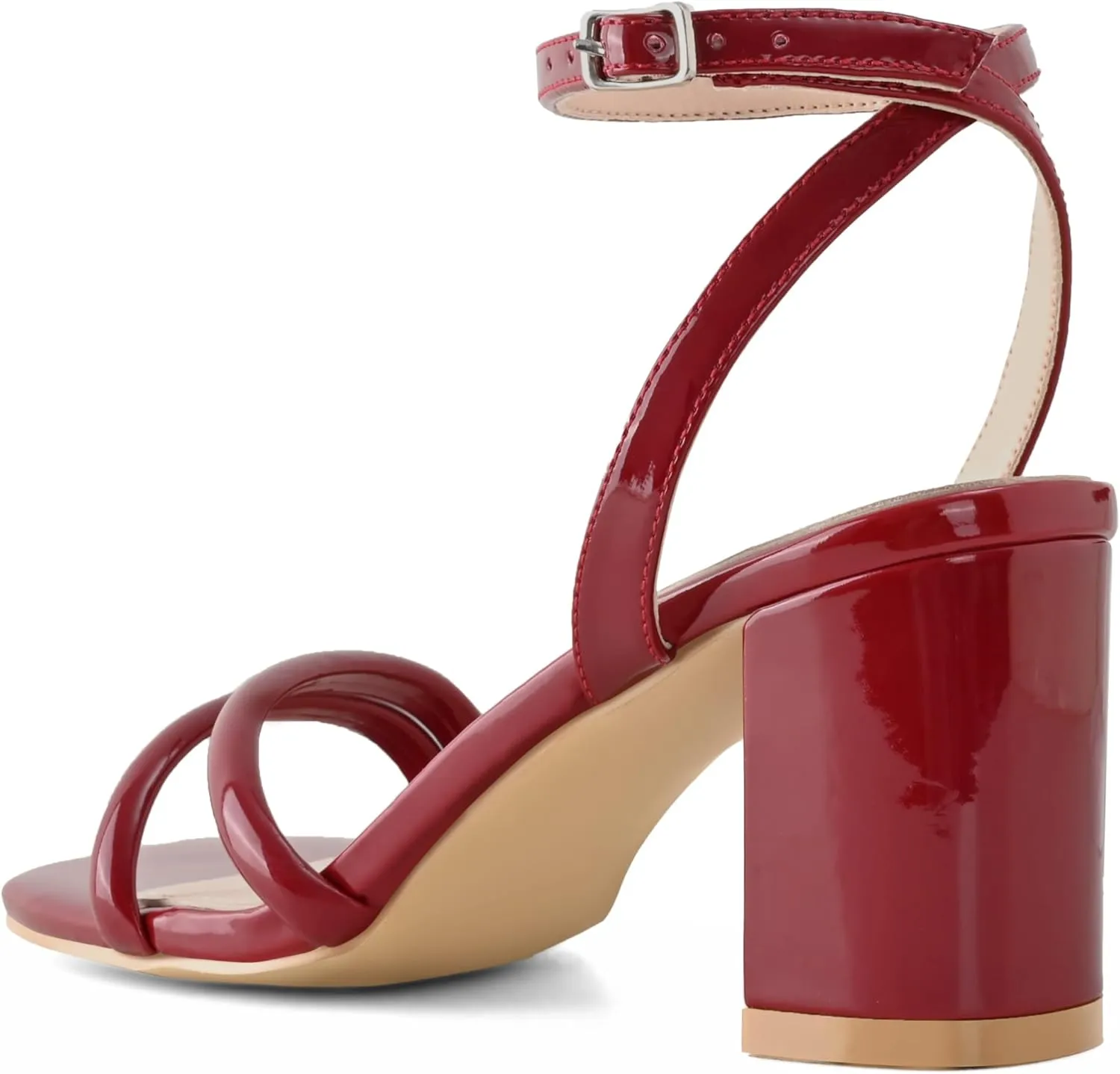 Shoe'N Tale Strappy Heels for Women Square Toe Chunky Block Heels Ankle Buckle Heeled Sandals