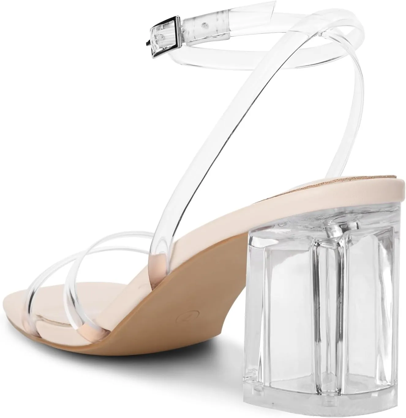 Shoe'N Tale Strappy Heels for Women Square Toe Chunky Block Heels Ankle Buckle Heeled Sandals