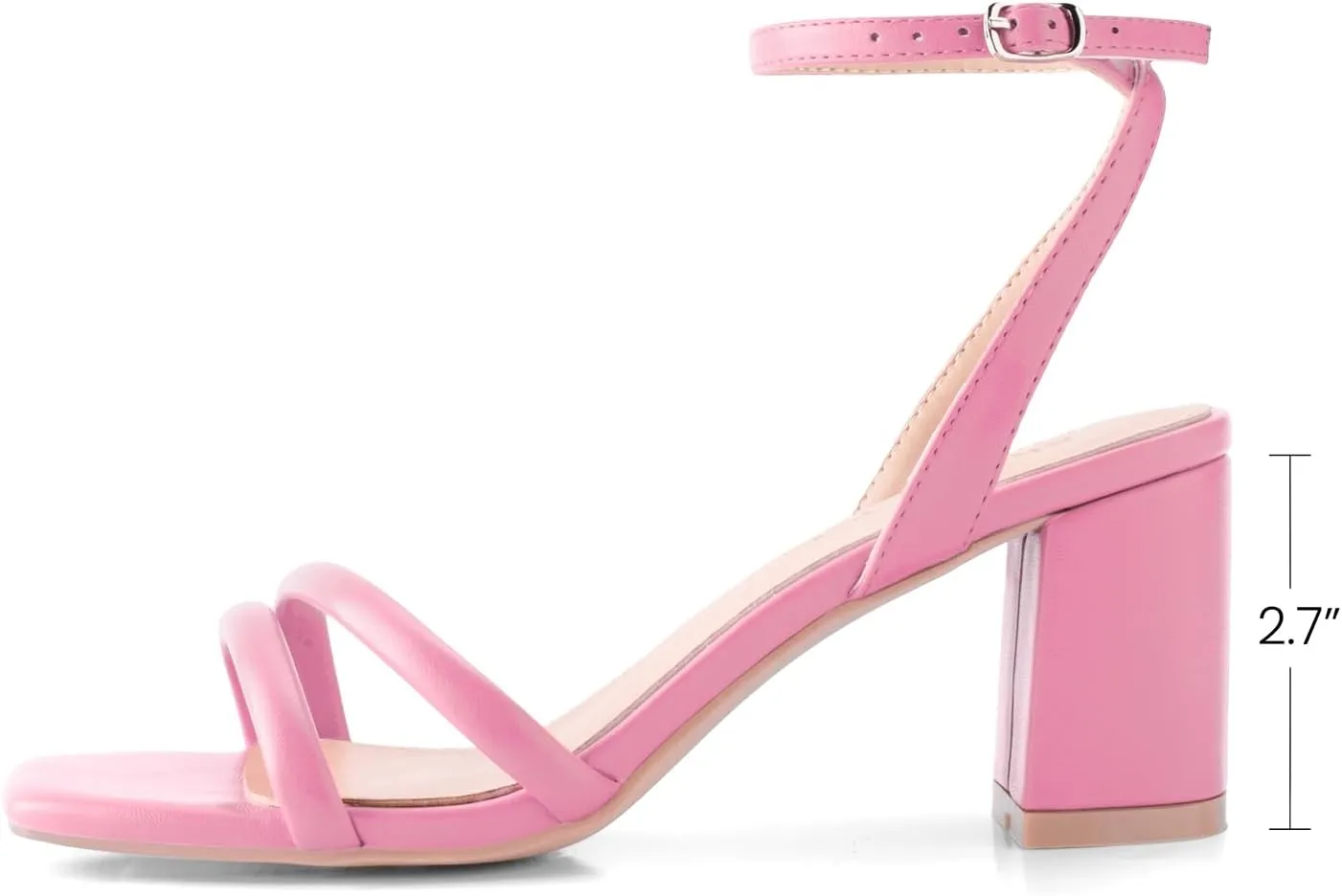 Shoe'N Tale Strappy Heels for Women Square Toe Chunky Block Heels Ankle Buckle Heeled Sandals