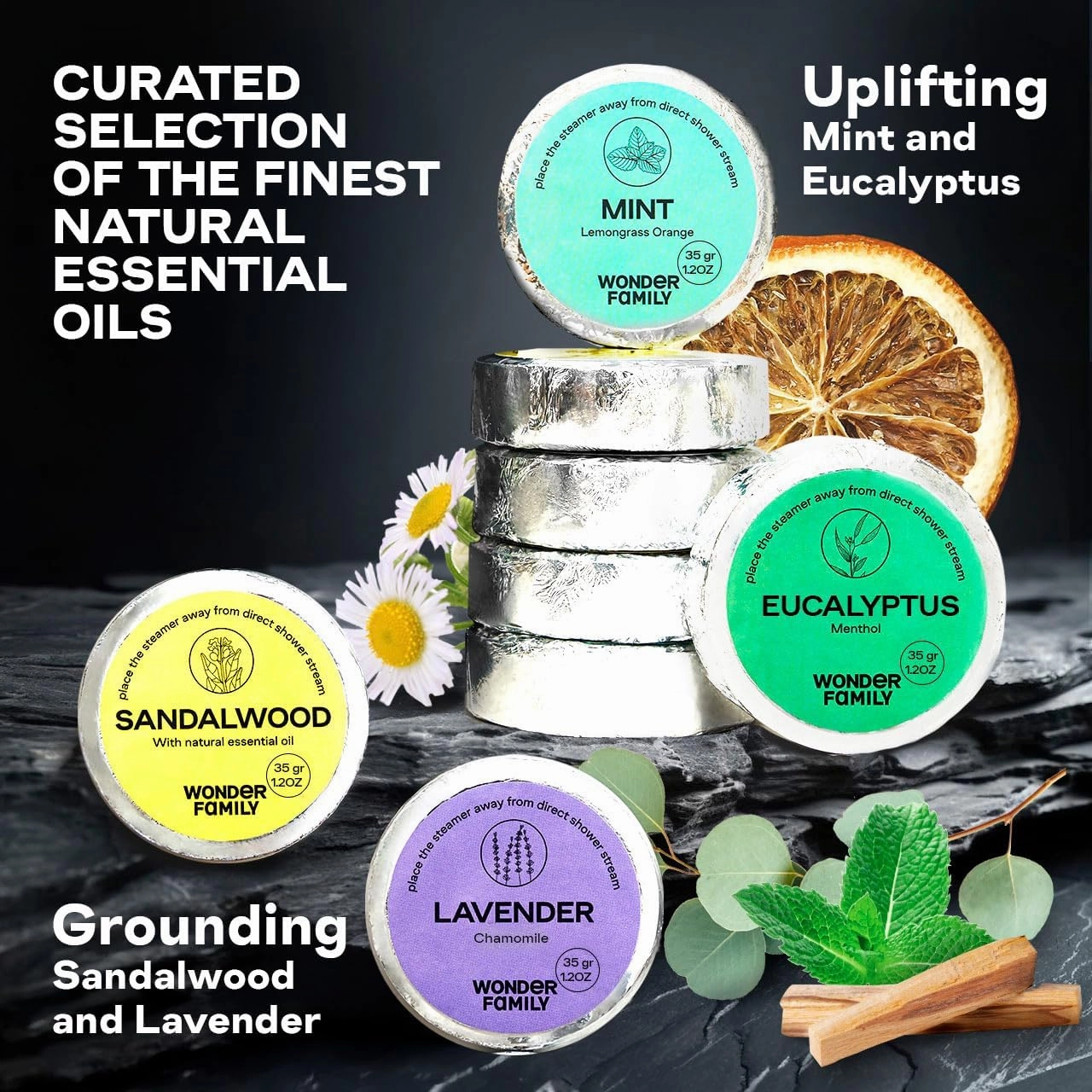 Shower Steamers for Sinus Relief & Self Care - 8 Pack Vapor Shower Tablets - Lavender Sandalwood Mint Eucalyptus Shower Steamers Aromatherapy - Fathers Day - with Stone Tray