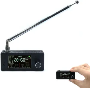 Si4732 Portable Shortwave Radio Receiver, 0.5-108mhz Mini Radio, LSB USB AM FM Full Band Radio Receiver, Pocket Size Radio for Outdoor Camping and Travel(Black-Pull Rod)