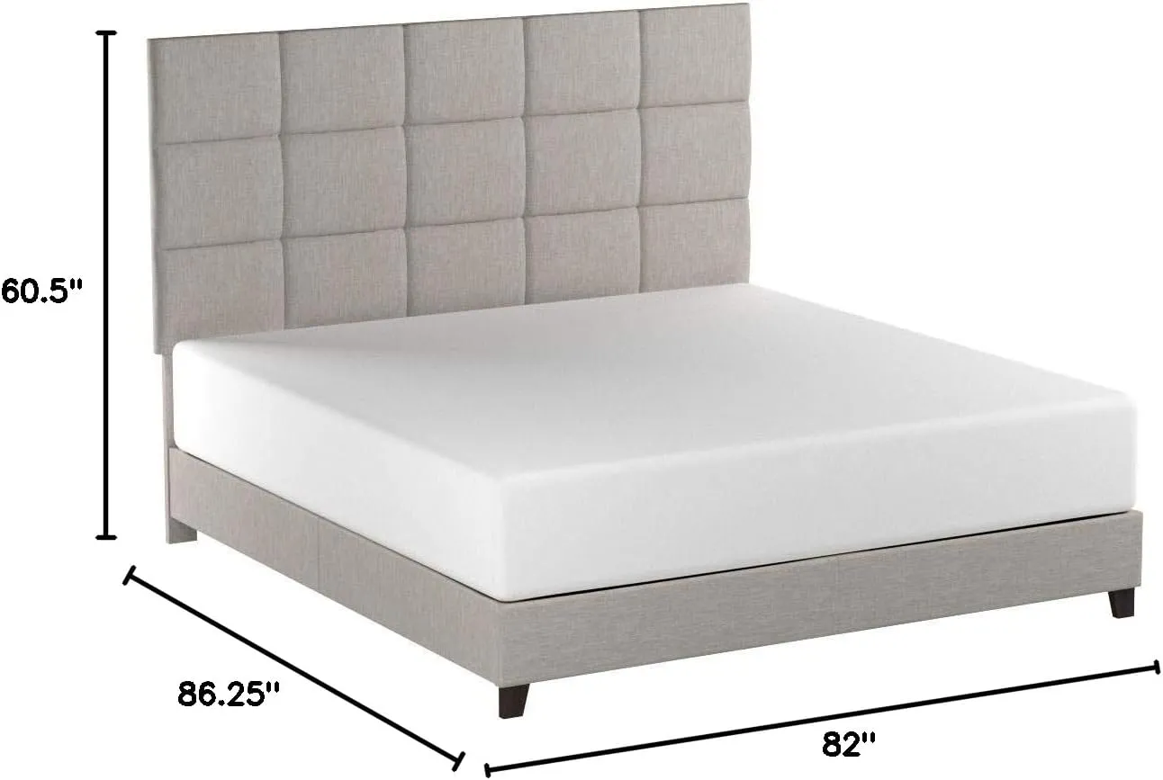 Signature Design by Ashley Dolante Modern Farmhouse Button-Tufted Upholstered Platform Bed, King, Beige
