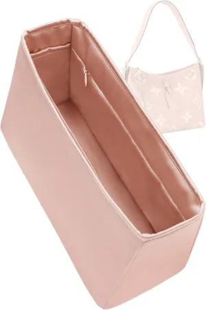 Silk Purse Organizer with Invisible Zipper for LV Carryall, Insert Bag in Bag, Luxury Handbag Tote Lining Shapers (MM with Zipper, Rose Eglantine)