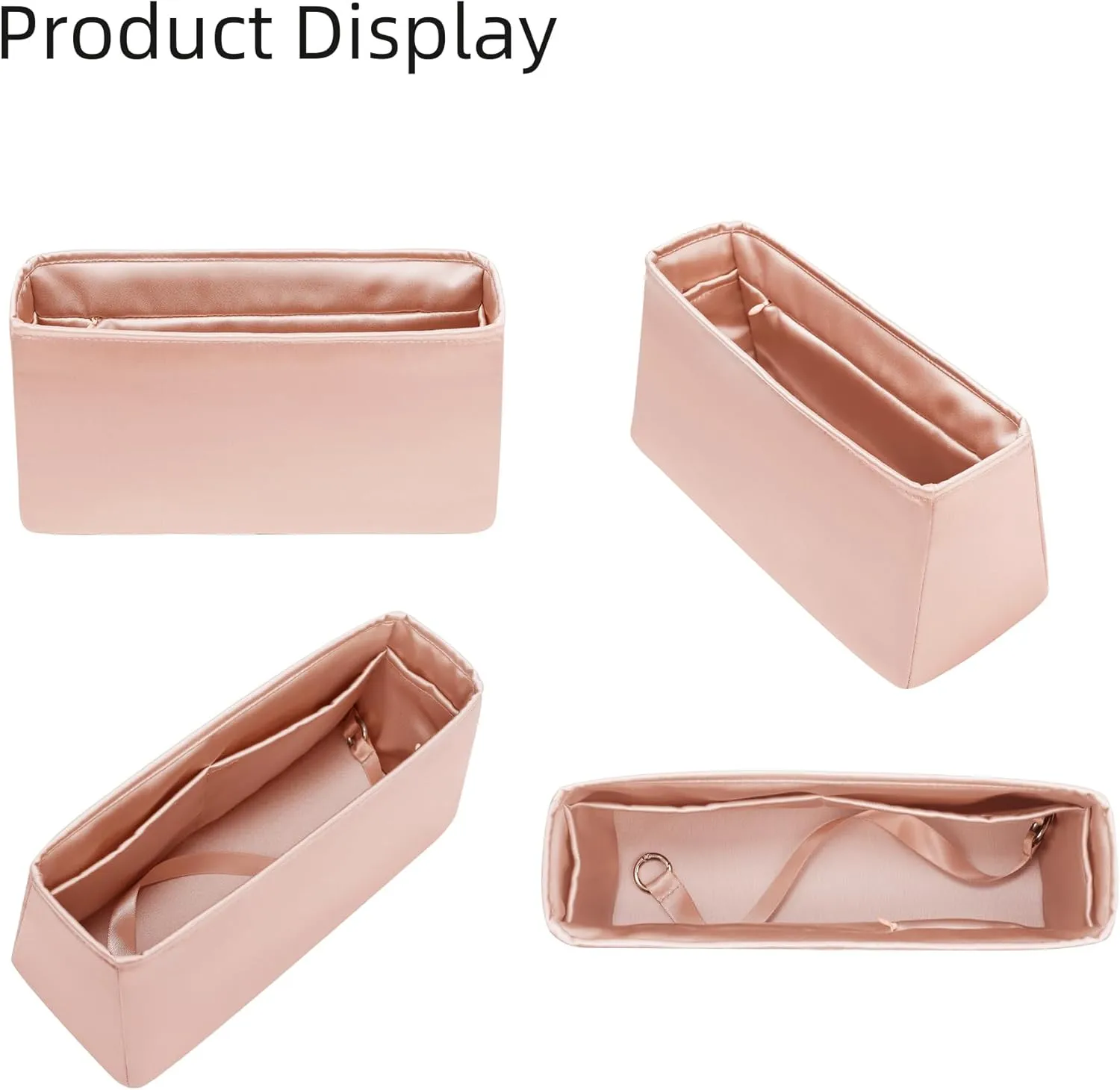 Silk Purse Organizer with Invisible Zipper for LV Carryall, Insert Bag in Bag, Luxury Handbag Tote Lining Shapers (MM with Zipper, Rose Eglantine)