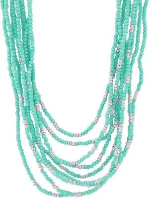 Silpada 'Tranquil Cascade' Sterling Silver Teal Seed Bead Necklace, 20"   2"
