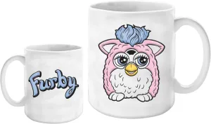 Silver Buffalo Furby Pink Blue Furby Logo Wax Resist 17.5oz Ceramic Pottery Mug
