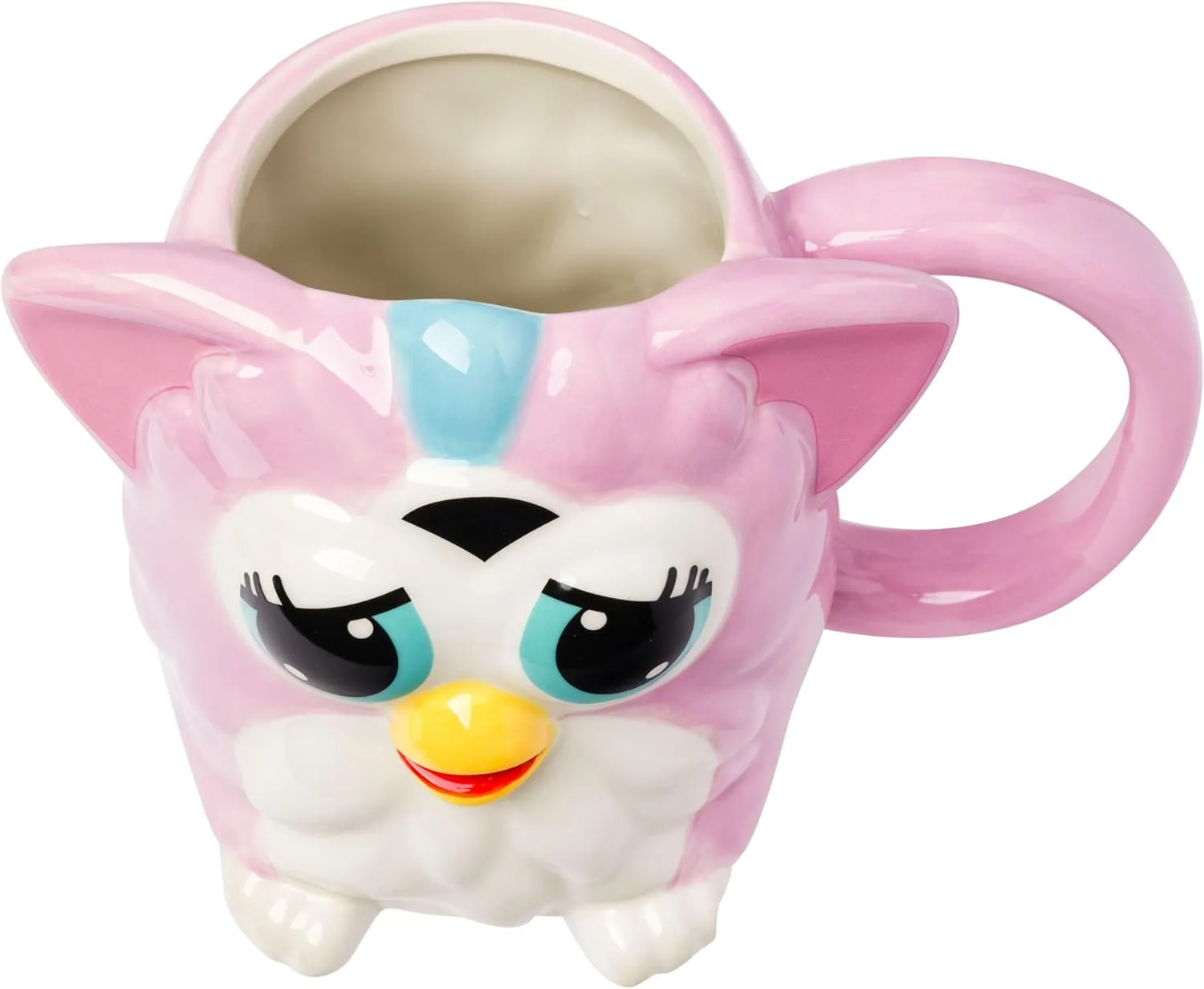 Silver Buffalo Furby Pink Ceramic 3D Sculpted 20oz Mug