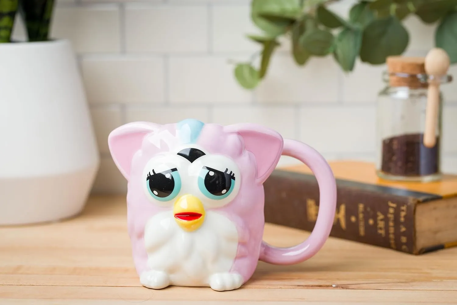 Silver Buffalo Furby Pink Ceramic 3D Sculpted 20oz Mug