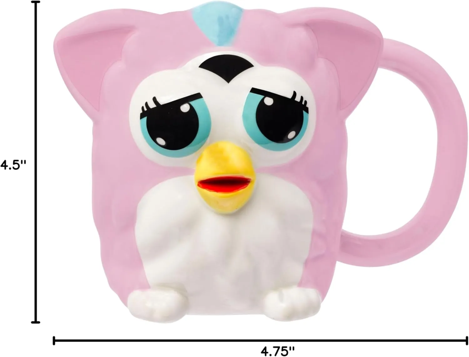 Silver Buffalo Furby Pink Ceramic 3D Sculpted 20oz Mug