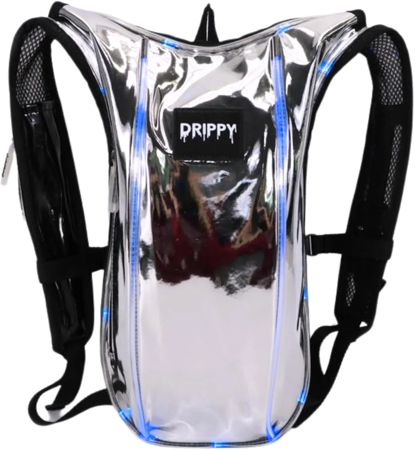 Silver LED Hydropack Rave Hydration Backpack – Festival, Hiking, & Running for Women & Men - 2 Liter Leakproof Bladder – Anti-Theft Pockets - Rave Accessories - Music & EDM Festival Essentials