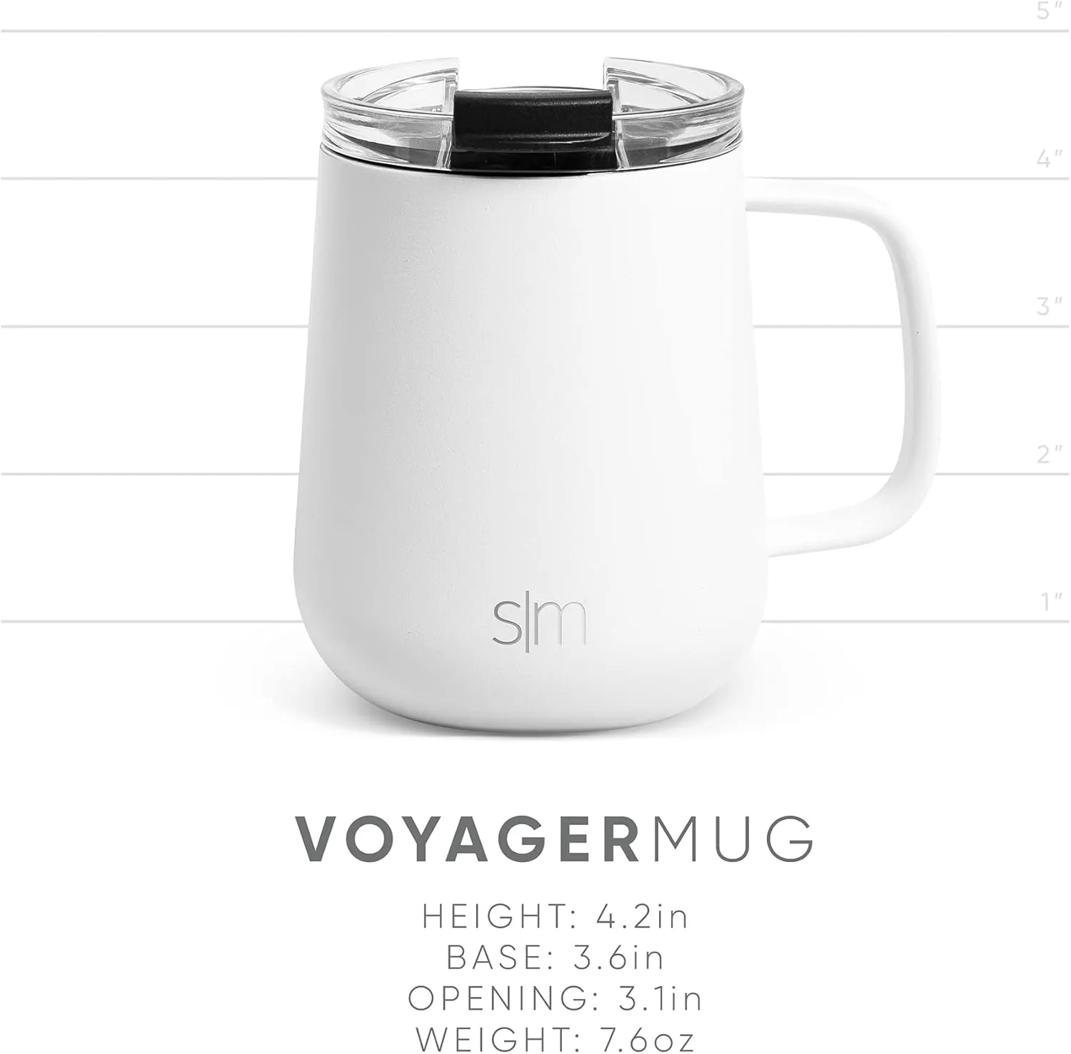 Simple Modern Travel Coffee Mug with Lid and Handle | Reusable Insulated Stainless Steel Coffee Tumbler Tea Cup | Gifts for Women Men Him Her | Voyager Collection | 12oz | Almond Birch